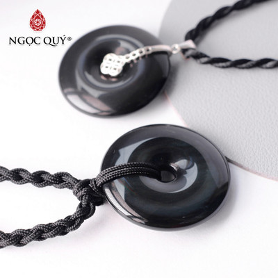 Mặt dây chuyền đồng điếu đá obsidian - Ngọc Quý