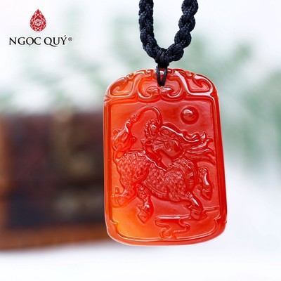 Mặt dây chuyền kỳ lân đá mã não đỏ - Ngọc Quý