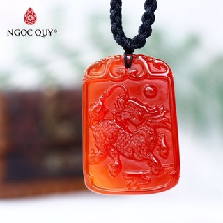 Mặt dây chuyền kỳ lân đá mã não đỏ - Ngọc Quý