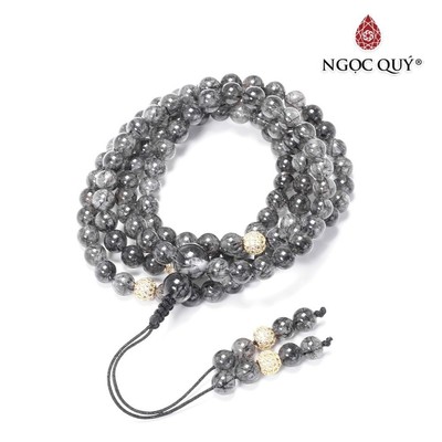 Vòng chuỗi 108 hạt thạch anh tóc đen - Ngọc Quý