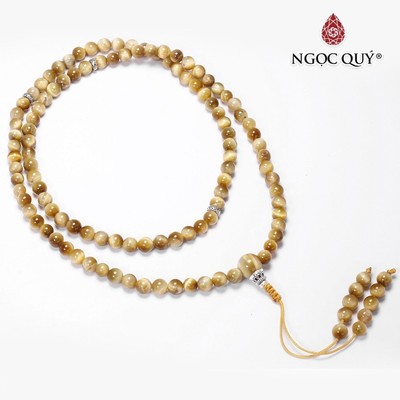 Chuỗi 108 hạt thạch anh mắt hổ vàng tâm - Ngọc Quý