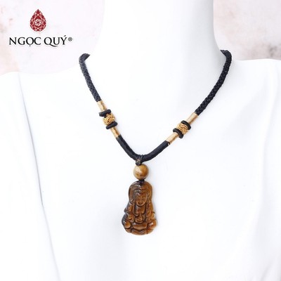 Mặt dây chuyền phật bà quan âm mắt hổ vàng nâu 25*40mm - Ngọc Quý