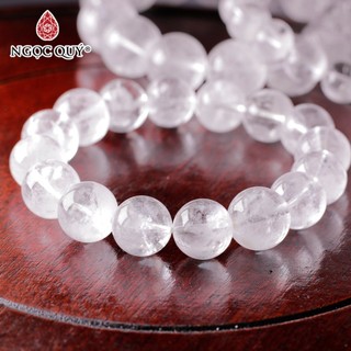 Vòng tay hạt trơn đá ưu linh trắng - Ngọc Quý