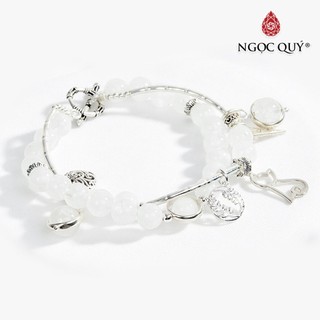 Vòng đôi TA ưu linh trắng phối charm trái tim - Ngọc Quý