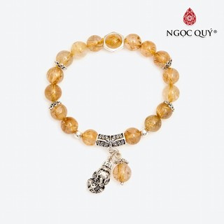 Vòng tay TA tóc vàng phối charm tỳ hưu hạt 8mm - Ngọc Quý