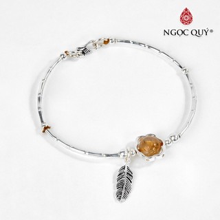 Vòng bạc TA tóc vàng phối charm lá - Ngọc Quý