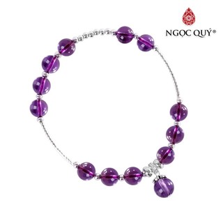 Vòng tay TA tím phối charm bi bạc - Ngọc Quý