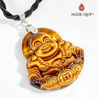Mặt dây chuyền di lặc đá thạch anh mắt hổ vàng nâu tiger's eye quartz - Ngọc Quý