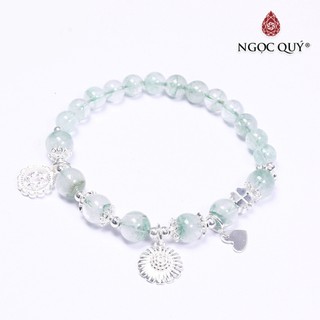 Vòng tay TA ưu linh xanh phối charm hoa cúc - Ngọc Quý