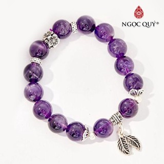 Vòng tay TA tím charm lá - Ngọc Quý