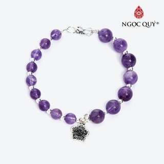 Vòng TA tím phối charm hoa bạc - Ngọc Quý