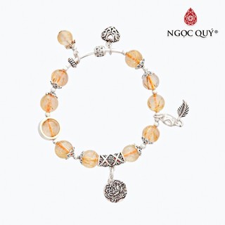Vòng tay TA tóc vàng phối charm hoa sen bạc - Ngọc Quý