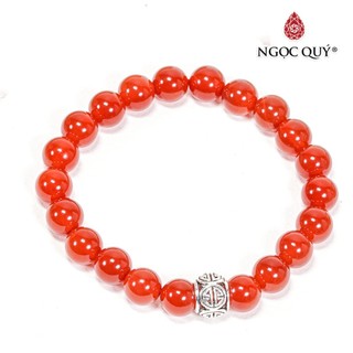 Vòng Tay Mã Não Đỏ Thiên Nhiên Phối Charm Bạc Size Hạt 8mm - Ngọc Quý