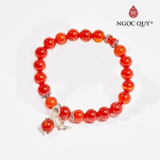 Vòng tay mã não đỏ charm cánh én size hạt 8mm - Ngọc Quý