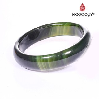 Vòng tay mã não xanh rêu bản hẹ ni 60 - Ngọc Quý