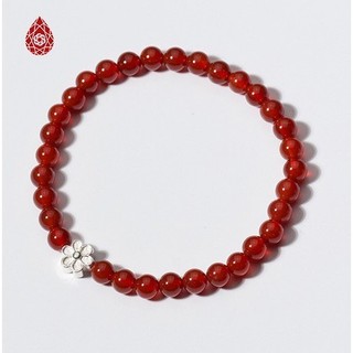 Vòng mã não đỏ 6mm phối charm hoa anh đào - Ngọc Quý