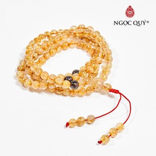 Vòng chuỗi 108 hạt đá thạch anh tóc vàng rutilated quartz - Ngọc Quý