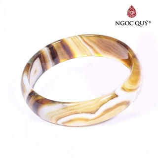 Vòng tay mã não vàng nâu bản hẹ ni 56 - Ngọc Quý