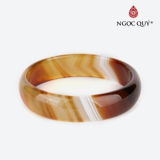 Vòng tay liền khối đá mã não cam - ngọc quý