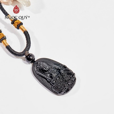 Mặt dây chuyền phật bản mệnh đá Obsidian mệnh thủy, mộc - Ngọc Quý