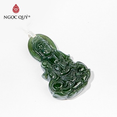 Mặt dây chuyền Phật Bà Quan Thế Âm đá ngọc bích nephtire tự nhiên mệnh Hỏa & Mộc MP163 - Ngọc Quý