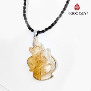 Mặt Dây Chuyền Hồ Ly 7 Đuôi Ôm Mẫu Đơn TA Tóc Vàng - Ngọc Quý
