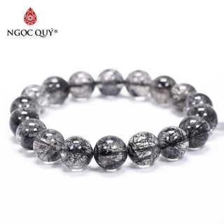 Vòng tay đá thạch anh tóc đen đậm thiên nhiên mệnh thủy, mộc - Ngọc Quý