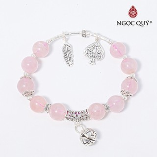 Vòng TA hồng phối charm chuông bạc - Ngọc Quý