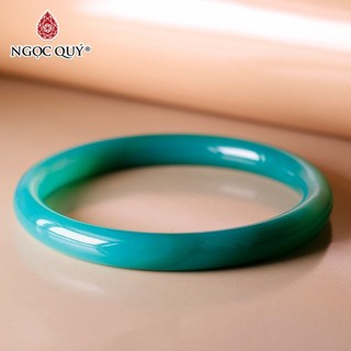 Vòng tay liền khồi đá mã não xanh bản tròn - Ngọc Quý