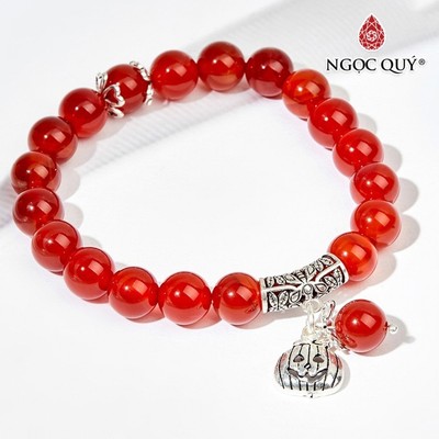 Vòng Đá Mã Não Đỏ Phối Charm Halloween Size Hạt 8mm Mẫu VC0125 - Ngọc Quý