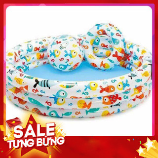 Bể Bơi Intex 1m32 X 28cm Tặng Kèm Bóng Và Phao Hơi Đại Dương Cho Bé
