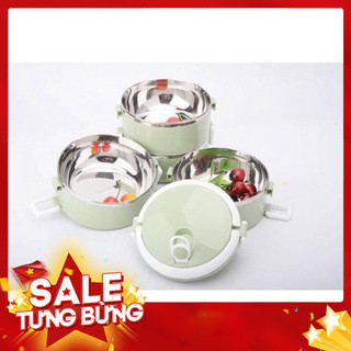 Hộp Cơm Giữ Nhiệt Lúa Mạch 4 Tầng Ruột Inox 304 - Giữ Nhiệt Hoàn Hảo Cho Bữa Ăn