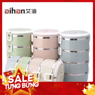 Hộp Cơm Giữ Nhiệt Lúa Mạch 4 Tầng Ruột Inox 304 - Giữ Nhiệt Hoàn Hảo Cho Bữa Ăn