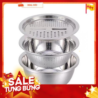 Bộ rổ nạo inox kèm chậu