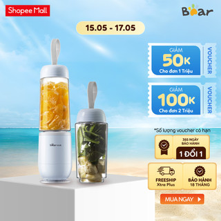 Máy Xay Sinh Tố Mini Cầm Tay Bear LLJ-D04B1, 2 Cốc x 350ML - Chính Hãng - BH 18 Tháng