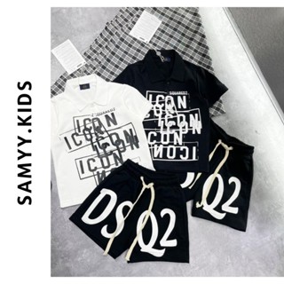 Set bộ thời trang cho bé, quần thun DSQ2 ngắn ống rộng mix áo sơ mi ICON tay ngắn chất vải cotton cao cấp – Sammy_VN