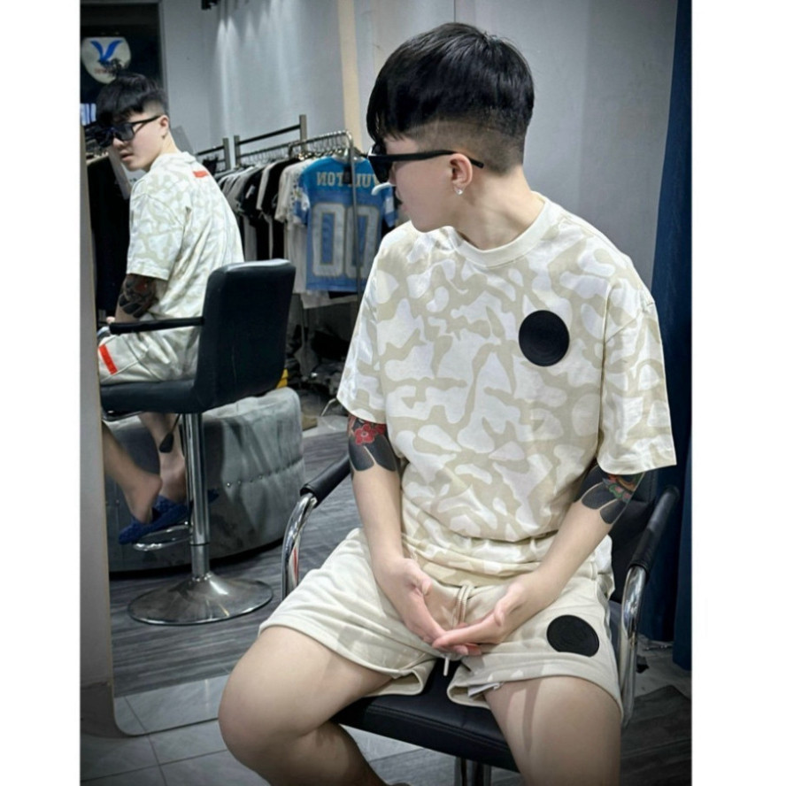Bộ Paris Cộc Tay Họa Tiết Vằn Full Áo Siêu Đẹp , Bộ Nam Paris Cộc Tay Chất Liệu Cotton Thoáng Cao Cấ