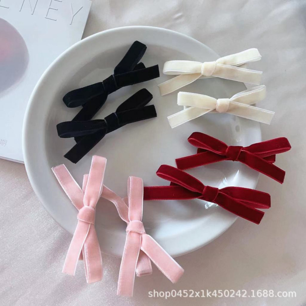  Sét 2 Kẹp Tóc Nơ Dễ Thương Chất Nhung Phong Cách Tiểu Thư Zichi N1N2 