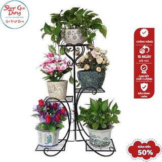 Kệ trang trí để chậu hoa, chậu cây cảnh 3, 4,  5, 6, 7 tầng hoa văn đẹp, Giá sắt đặt ban công 2 mầu trắng đen cao cấp