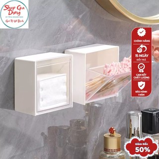Hộp Nhựa Vuông Đựng Tăm Bông, Bông Tẩy Trang, Đồ Dùng Cá Nhân Gắn Tường, Kệ Đựng Bông Tẩy Trang Dán Tường Siêu Tiện Lợi