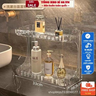 Kệ Đựng Mỹ Phẩm Sang Trọng, Kệ Để Đồ Phòng Tắm 2 Tầng Chất Liệu Nhựa ABS Cứng Cáp Size To, Giá Xếp Đồ Dùng Phòng Tắm Đẹp