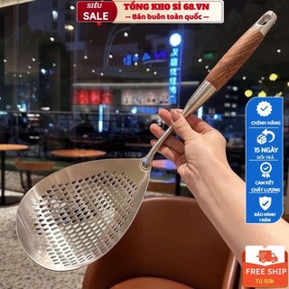 Muôi Muỗng Thủng To Ăn Lẩu 14cm Inox Cao Cấp Không Gỉ - Vá Thủng Cán Dài Tay Cầm Cách Nhiệt Vớt Đồ Lẩu, Topping, Thạch