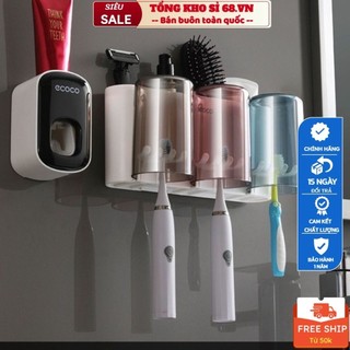 Giá Treo Bàn Chải Đánh Răng 2 Cốc 3 cốc 4 Cốc, Kệ Đánh Răng ECOCO Cao Cấp Không Cần Khoan Tường ❣ FREESHIP ❣