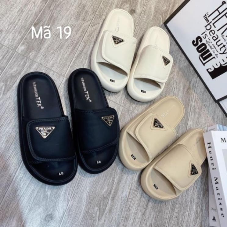 Dép nữ quai ngang hàn quốc,chất da mềm,Dép bánh mỳ Prada