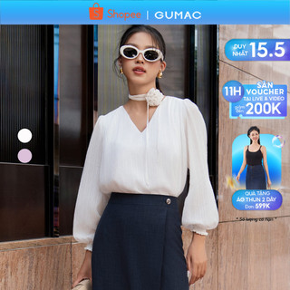Áo kiểu kèm dây hoa thời trang GUMAC AE05048