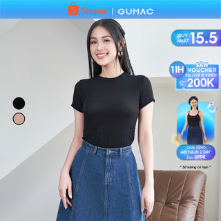 Áo thun nhún sườn thời trang GUMAC ATE04009