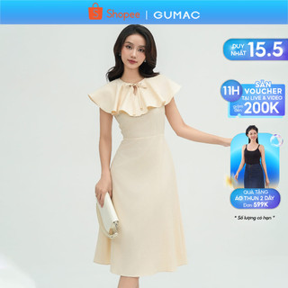 Đầm cổ bèo thắt dây thời trang GUMAC DE05008