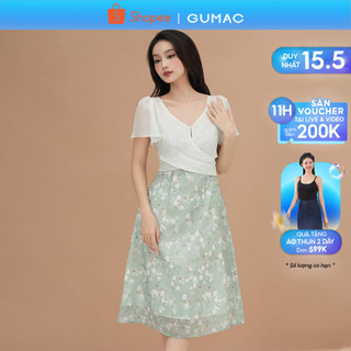 Đầm phối thắt nơ eo thời trang GUMAC DE05036