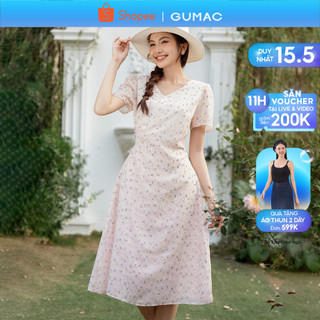 Đầm A cổ đắp thời trang GUMAC DE03019