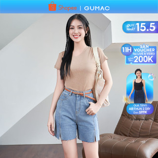 Quần short Jeans xẻ lai thời trang GUMAC SHE04023